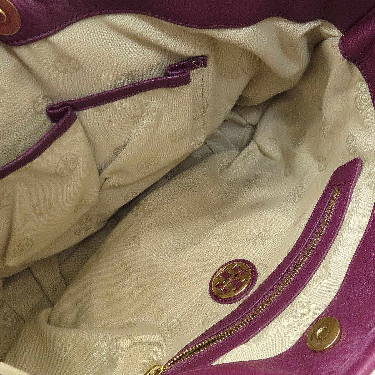 Tory Burch Logo 2WAY Tote Bag Leather Ladies [Used]