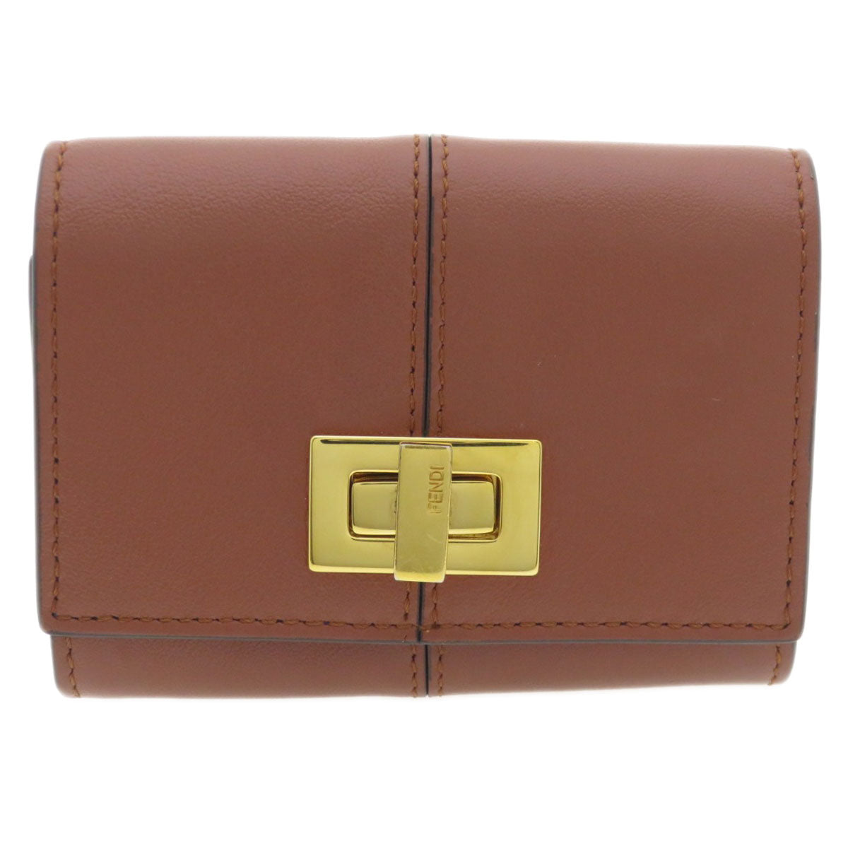 FENDI   Card Case Logo Hardware Calf Ladies