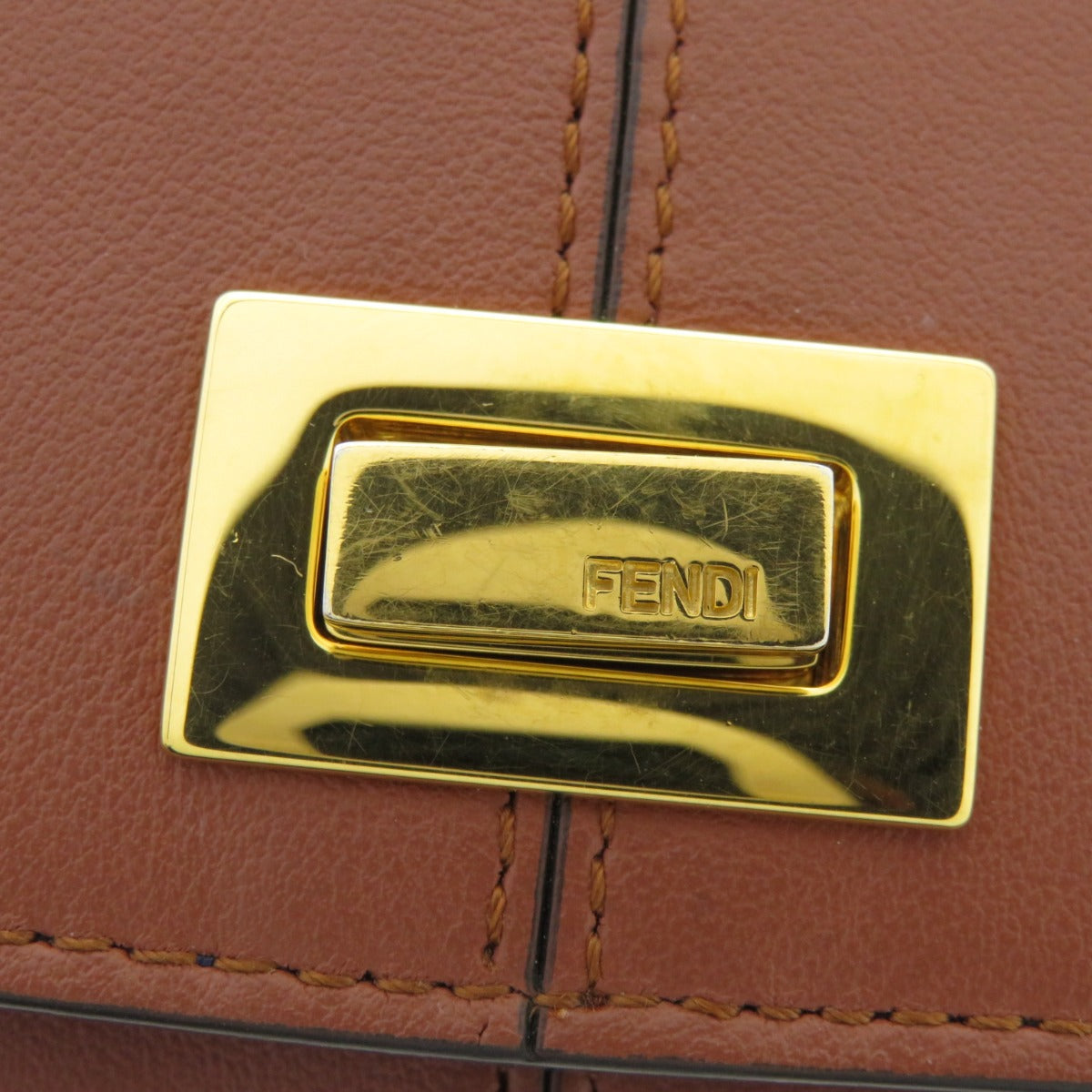 FENDI   Card Case Logo Hardware Calf Ladies