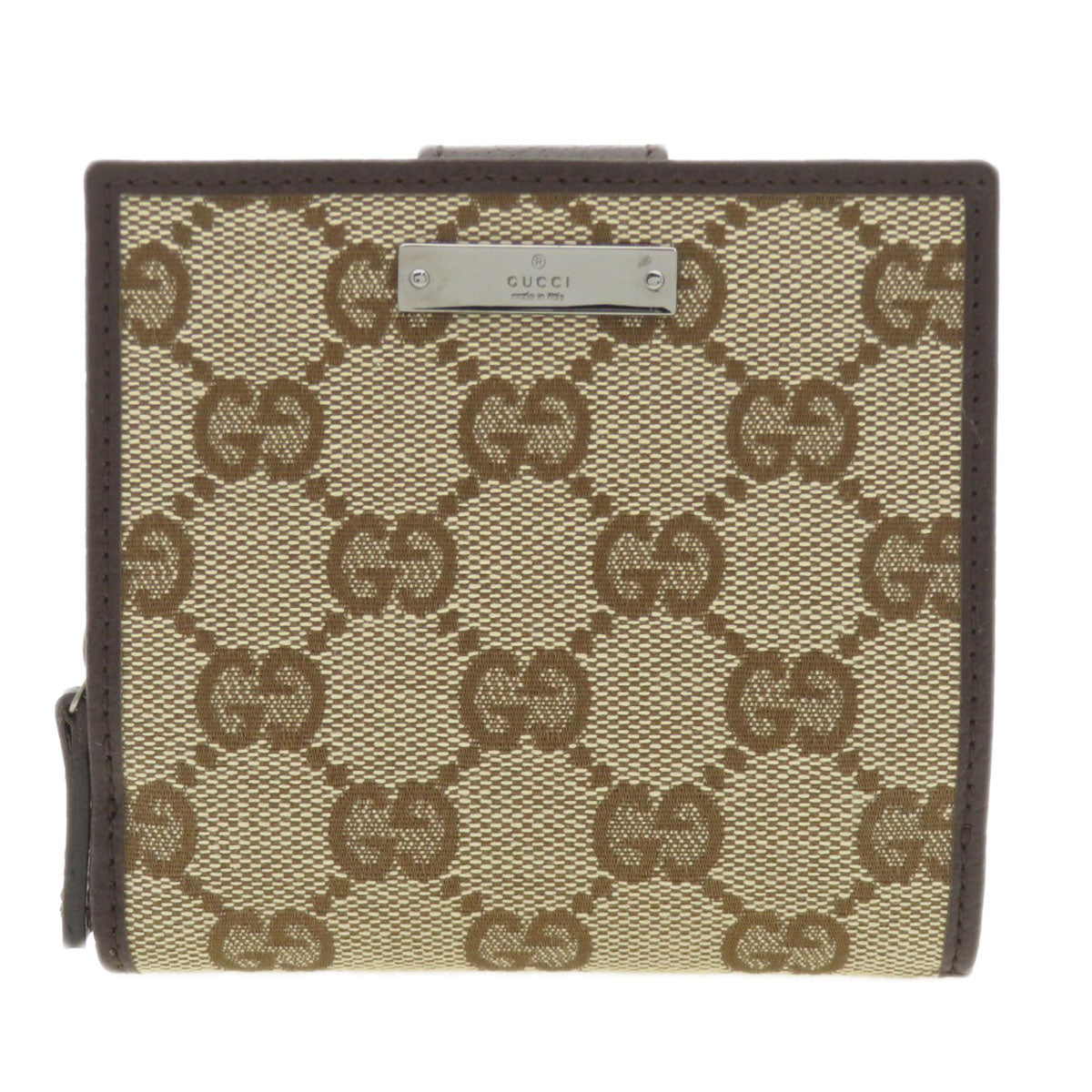 GUCCI  146568 Bifold Wallet with Coin Pocket GG Canvas LeatherLadies