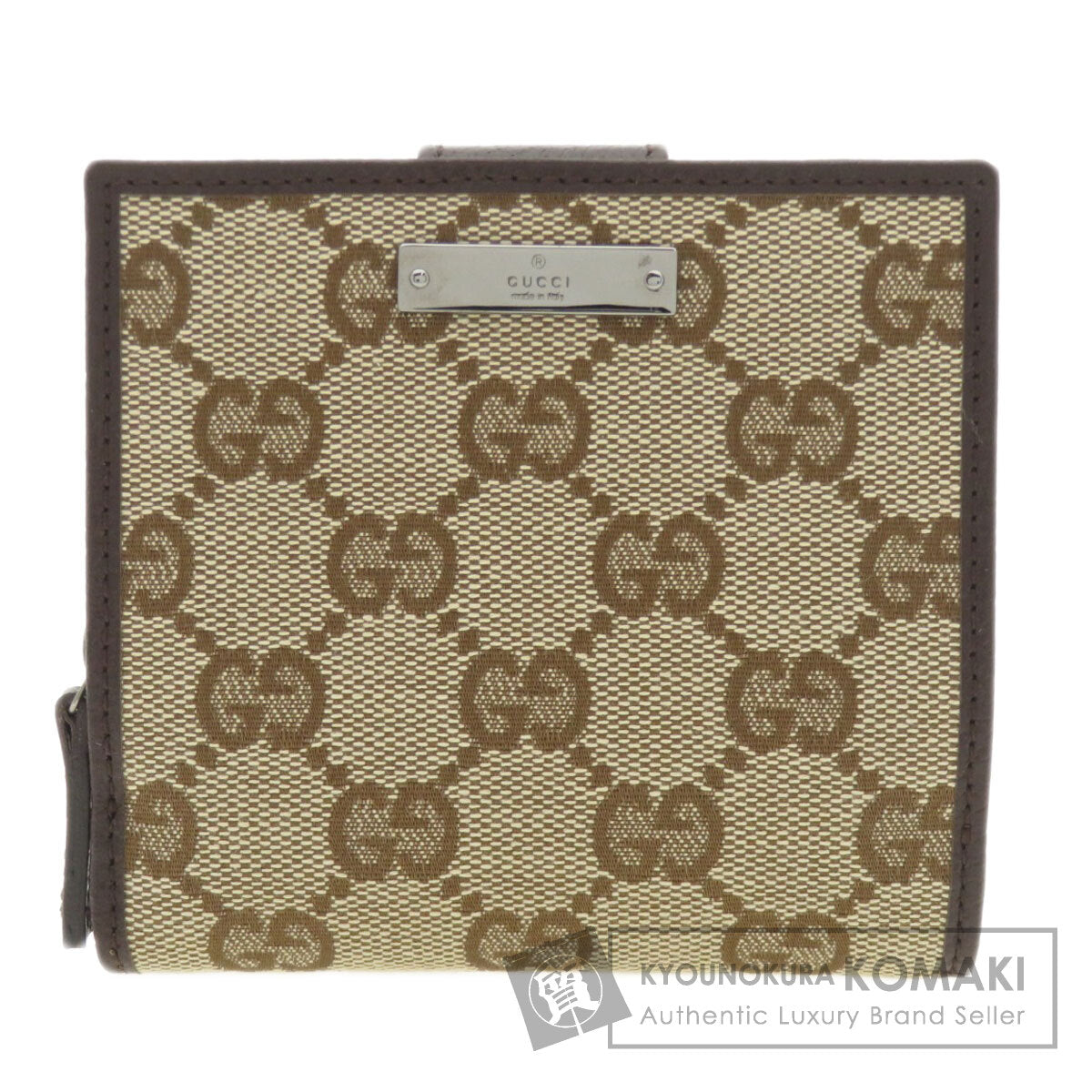 GUCCI  146568 Bifold Wallet with Coin Pocket GG Canvas LeatherLadies