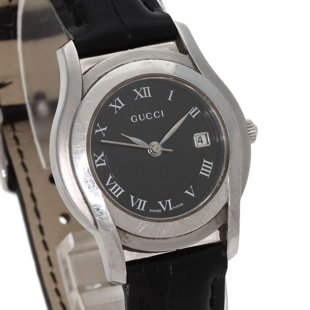 GUCCI Round face Watches 5500L Stainless Steel/Leather Ladies