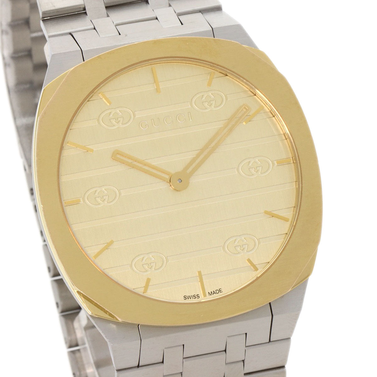 GUCCI 25H G Frame Watches YA163405 Stainless Steel/Gold Plated mens