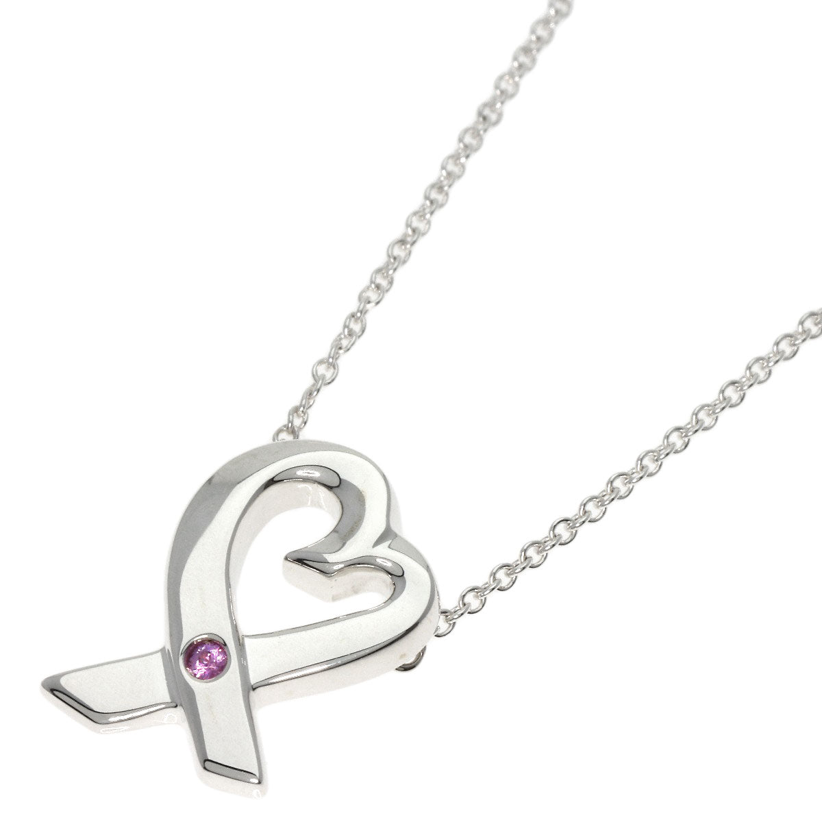 TIFFANY&Co.   Necklace Loving Heart 1P Pink Sapphire Silver Ladies