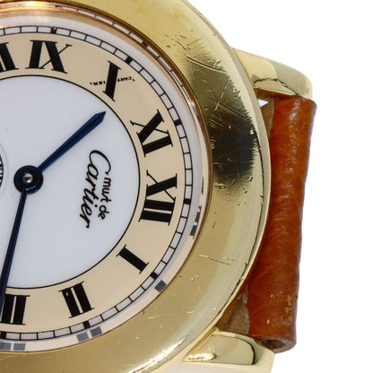 CARTIER Must2 Rondo Watches  Gold Plated/Leather Boys