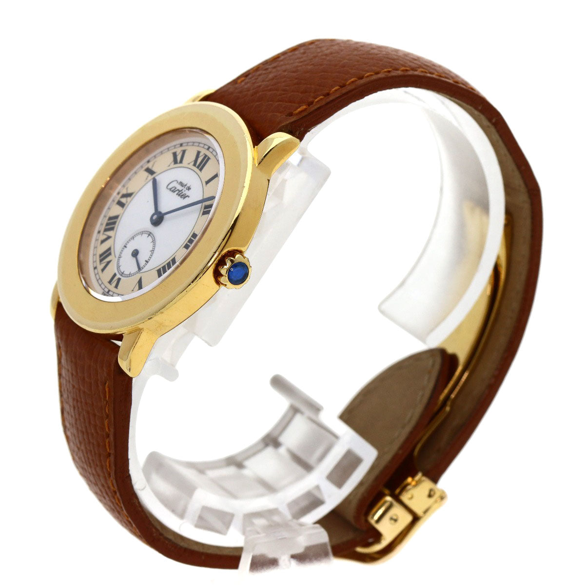 CARTIER Must2 Rondo Watches  Gold Plated/Leather Boys