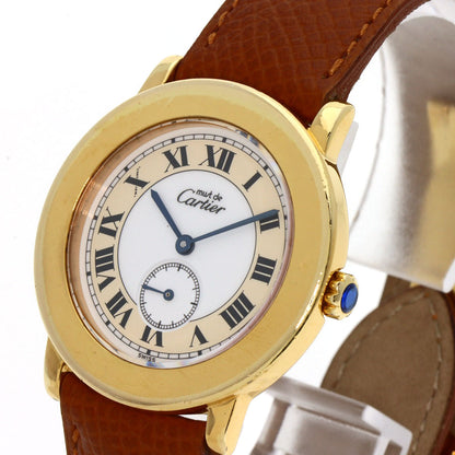 CARTIER Must2 Rondo Watches  Gold Plated/Leather Boys