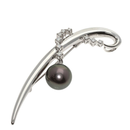 TASAKI Black Pearl Diamond Brooch Platinum PT900 Ladies [Used]