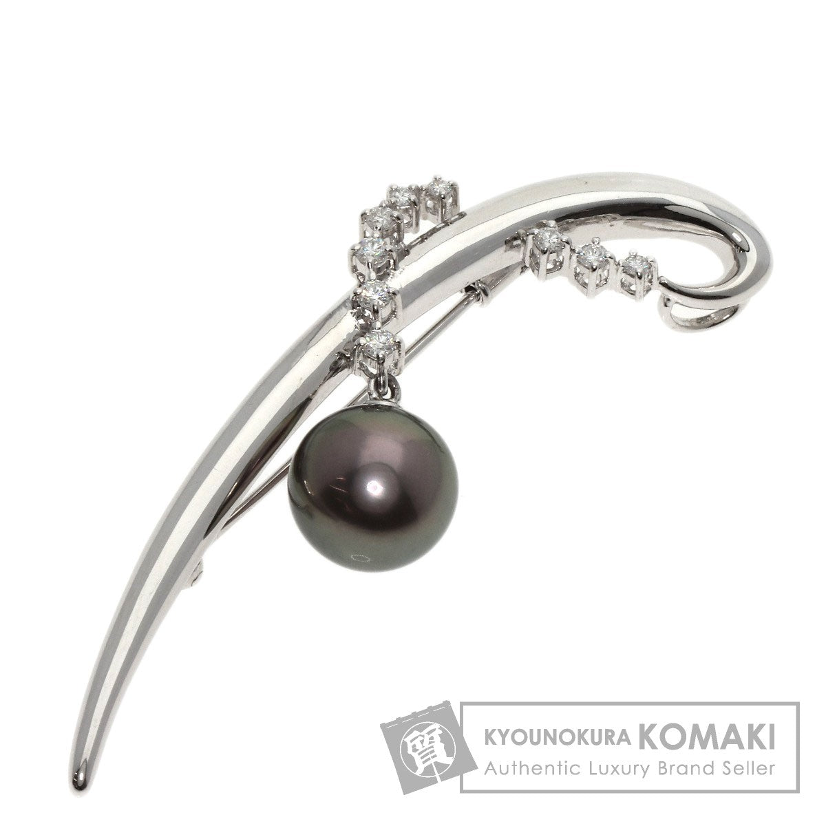 TASAKI Black Pearl Diamond Brooch Platinum PT900 Ladies [Used]