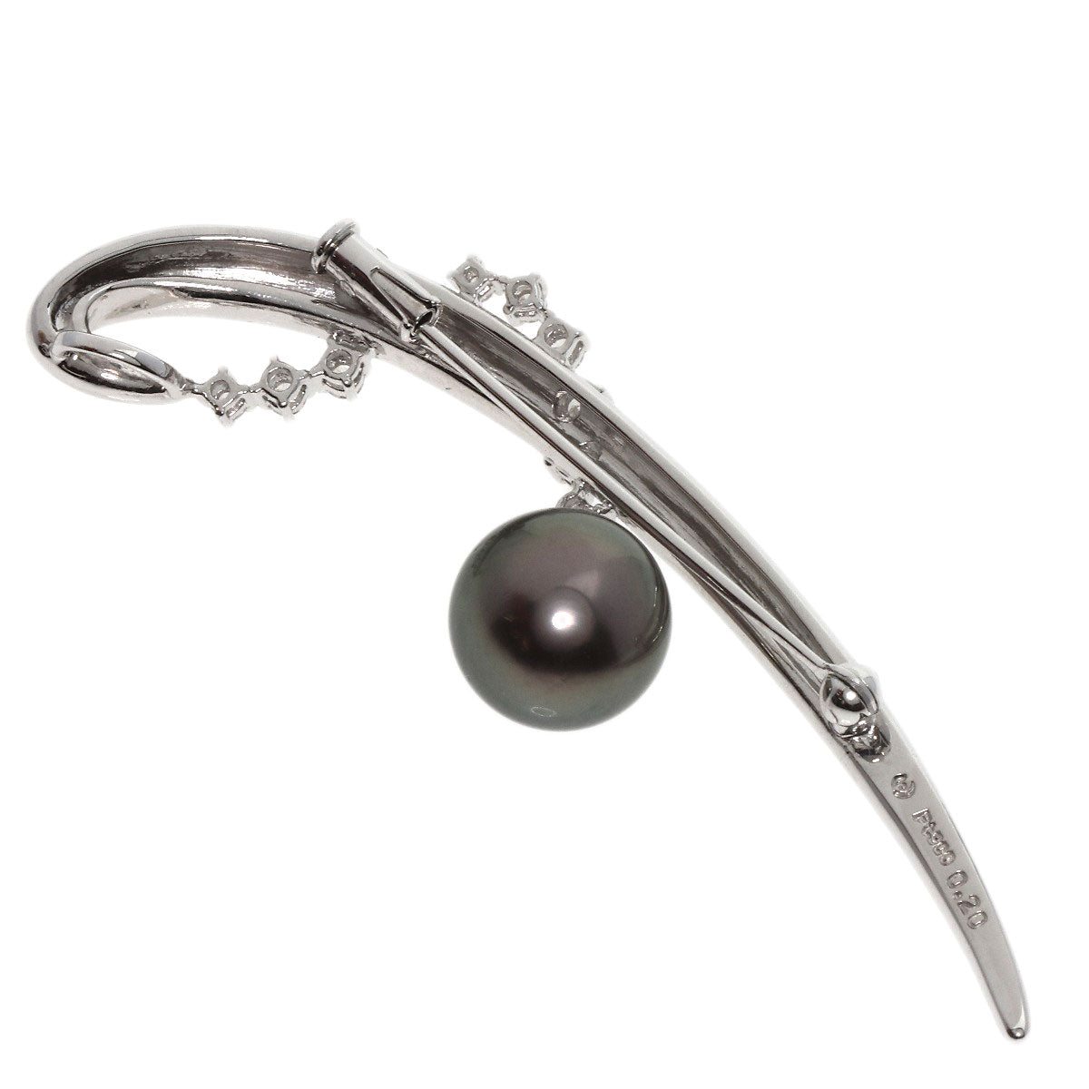 TASAKI Black Pearl Diamond Brooch Platinum PT900 Ladies [Used]