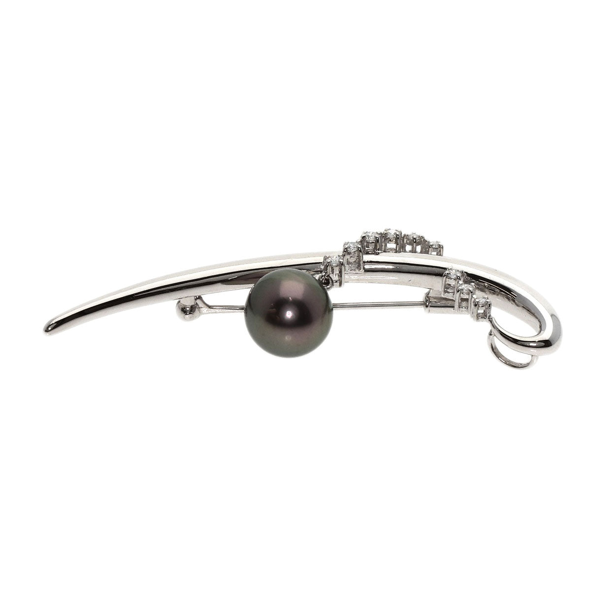 TASAKI Black Pearl Diamond Brooch Platinum PT900 Ladies [Used]