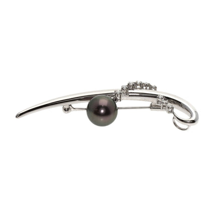 TASAKI Black Pearl Diamond Brooch Platinum PT900 Ladies [Used]