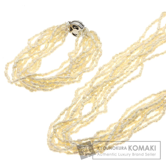 10 Row Freshwater Pearl Pearl Bracelet Set Necklace Silver 73.7g　Ladies