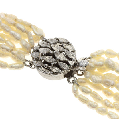 10 Row Freshwater Pearl Pearl Bracelet Set Necklace Silver 73.7g　Ladies