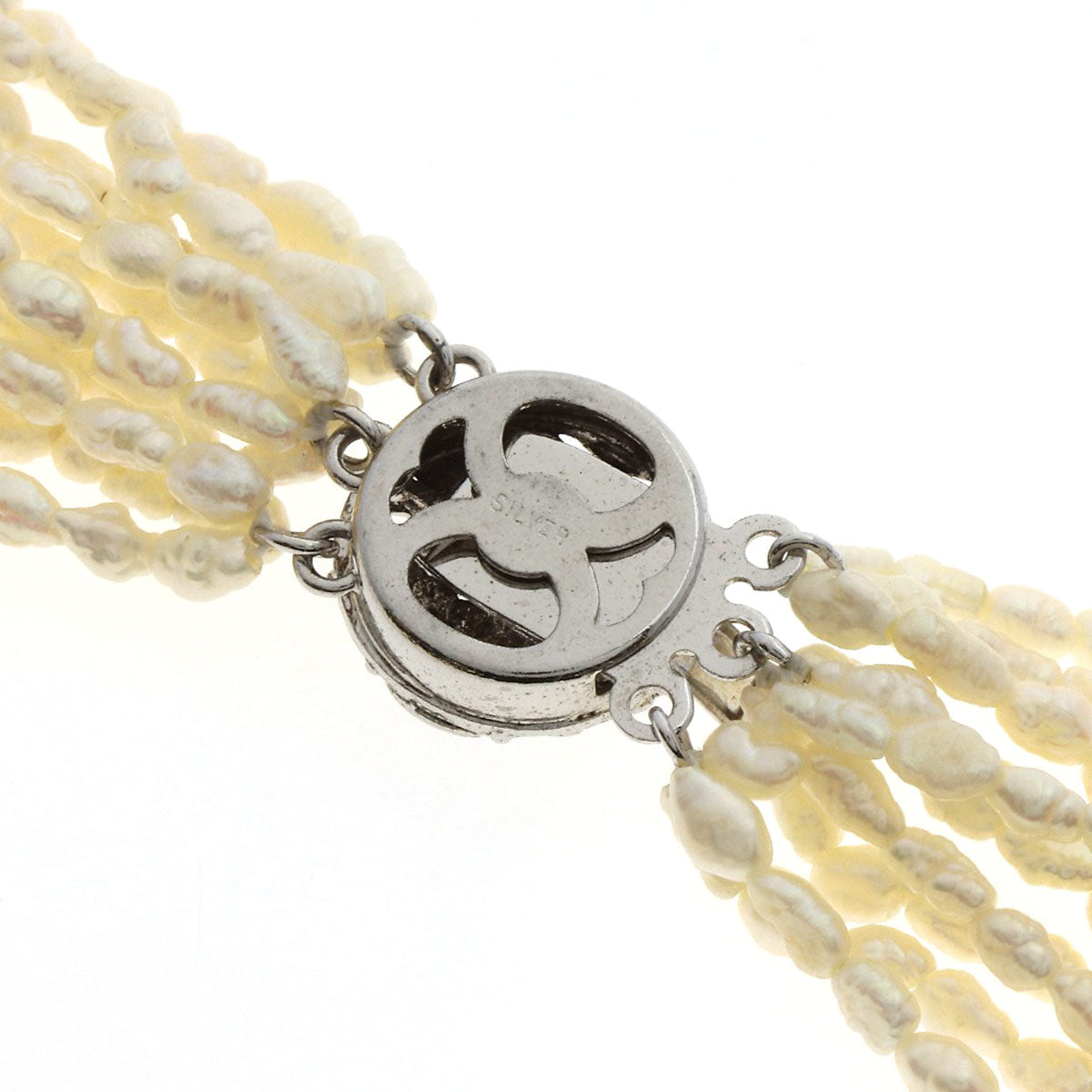 10 Row Freshwater Pearl Pearl Bracelet Set Necklace Silver 73.7g　Ladies