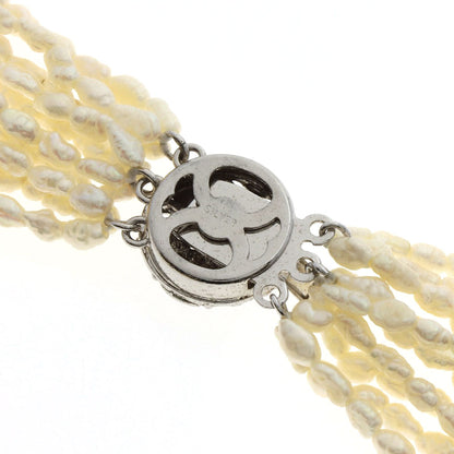 10 Row Freshwater Pearl Pearl Bracelet Set Necklace Silver 73.7g　Ladies