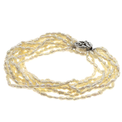 10 Row Freshwater Pearl Pearl Bracelet Set Necklace Silver 73.7g　Ladies