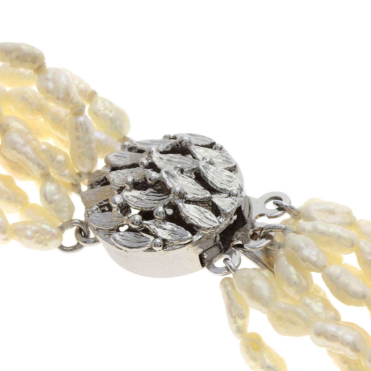 10 Row Freshwater Pearl Pearl Bracelet Set Necklace Silver 73.7g　Ladies