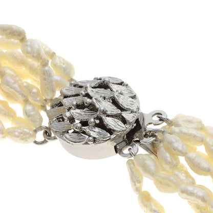 10 Row Freshwater Pearl Pearl Bracelet Set Necklace Silver 73.7g　Ladies