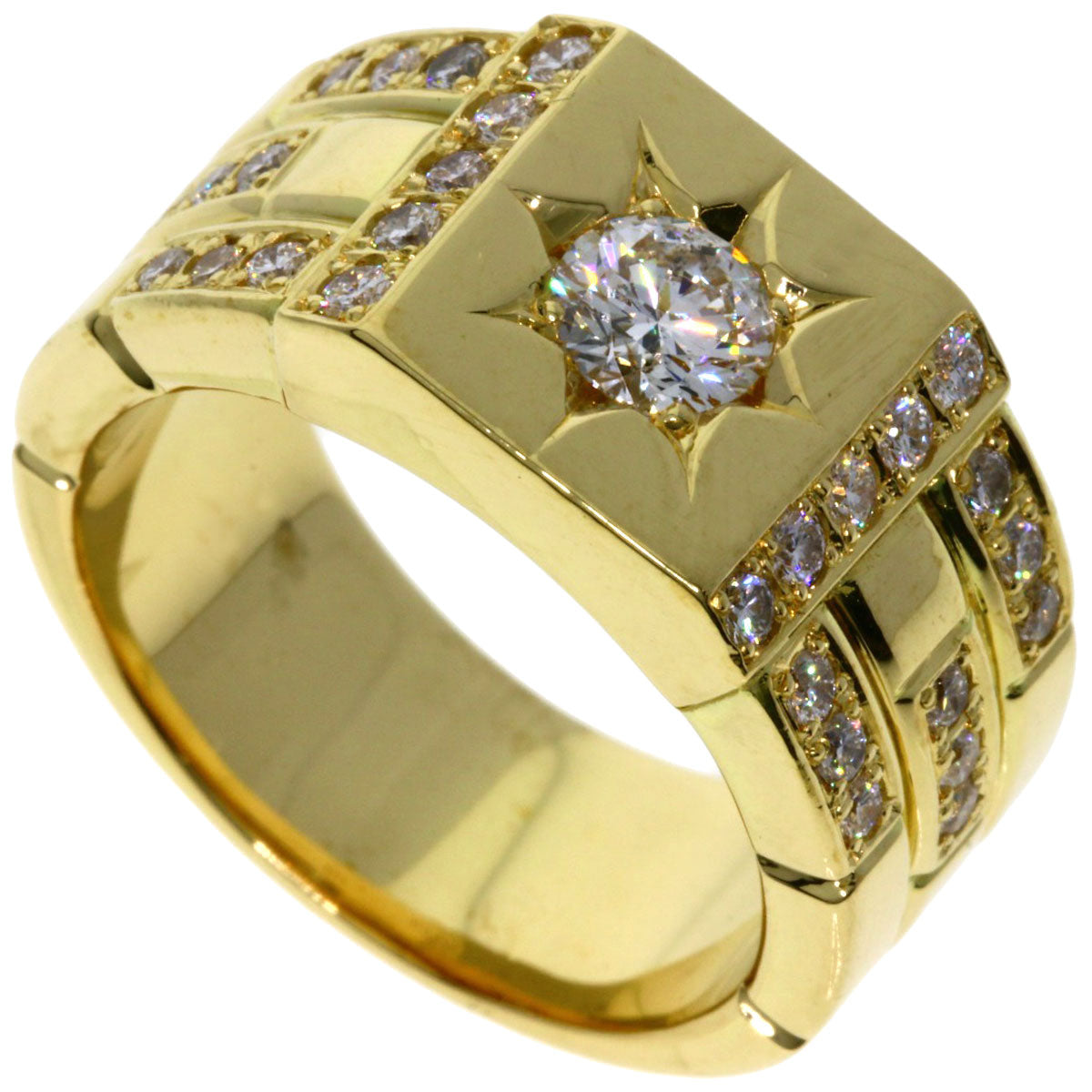 0.516ct Diamond Ring K18 Yellow Gold  24.5g　unisex