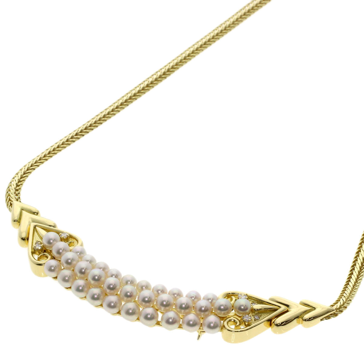 Baby Pearl Diamond Necklace K18 Yellow Gold  36.57g　Ladies