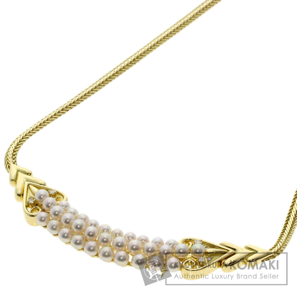 Baby Pearl Diamond Necklace K18 Yellow Gold  36.57g　Ladies