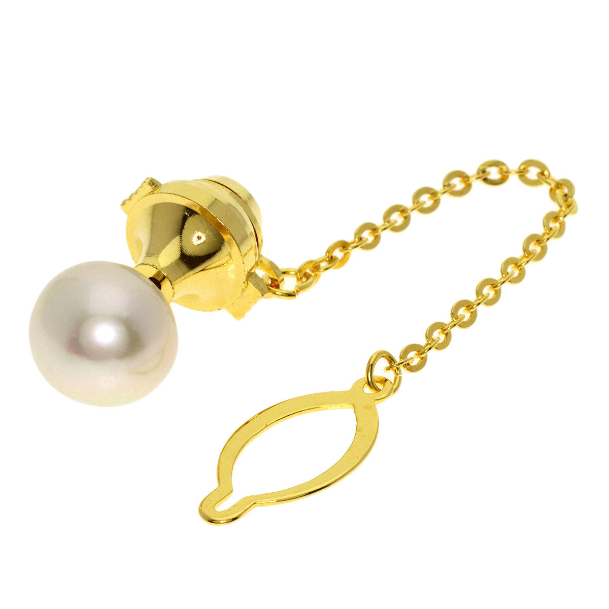 Tie tack baroque pearl Pearl Tie pin K18 Yellow Gold Gold Plated 1.8g　mens