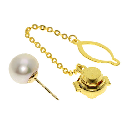 Tie tack baroque pearl Pearl Tie pin K18 Yellow Gold Gold Plated 1.8g　mens