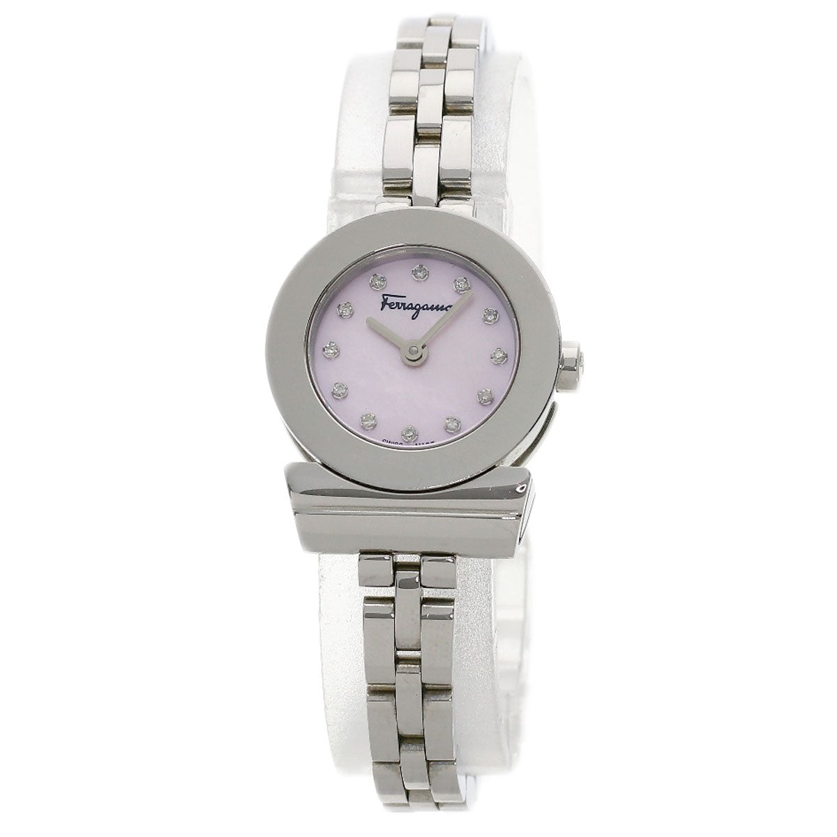 Salvatore Ferragamo Gancini 12P Diamond Watches Stainless Steel/Stainless Steel Ladies