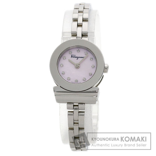 Salvatore Ferragamo Gancini 12P Diamond Watches Stainless Steel/Stainless Steel Ladies
