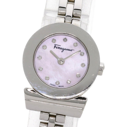 Salvatore Ferragamo Gancini 12P Diamond Watches Stainless Steel/Stainless Steel Ladies