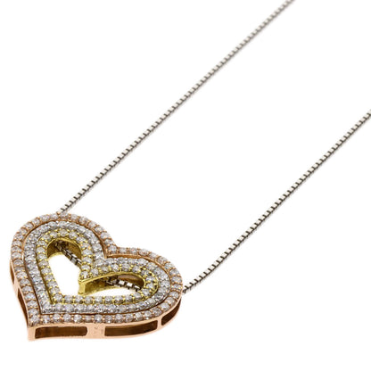 2ct Diamond heart Necklace K18 Yellow Gold 18K Pink Gold 14.5g　Ladies