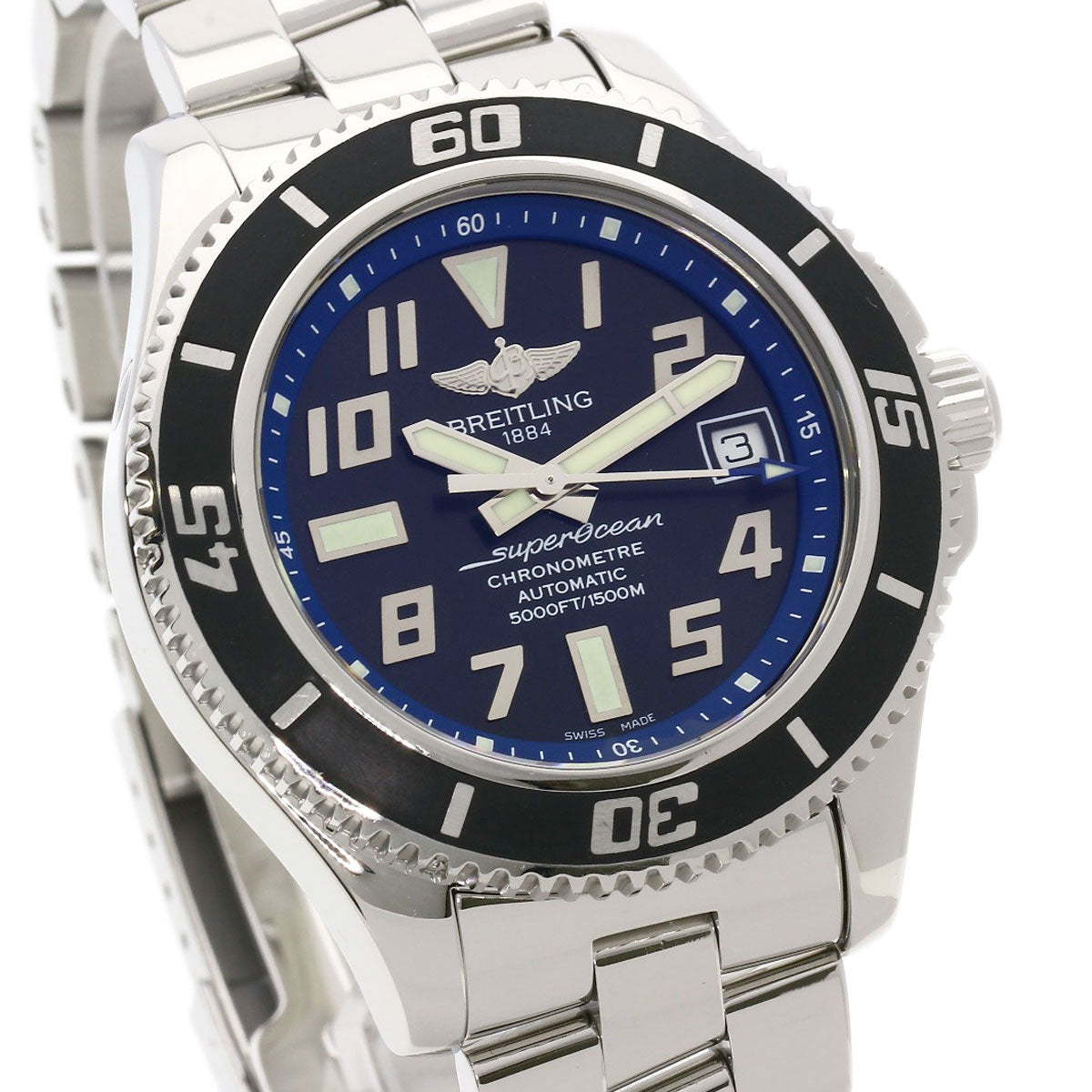 BREITLING Super Ocean 42 Abyss Blue Watches A187B30PRS A17364 Stainless Steel/Stainless Steel mens