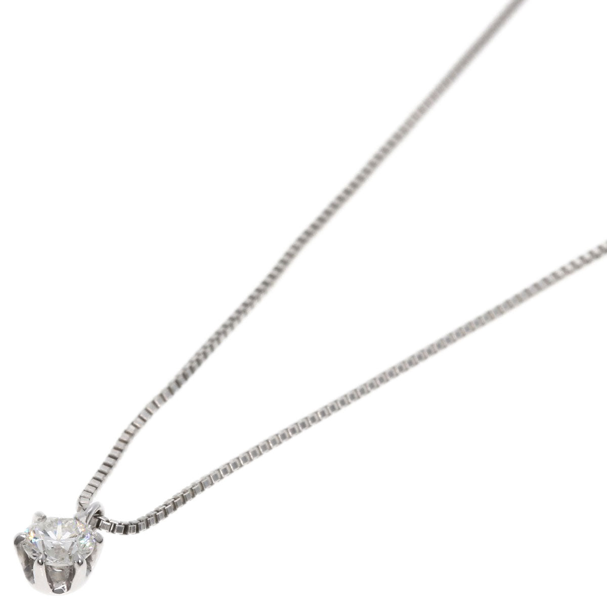 0.1ct Diamond Necklace K18 White Gold  1.5g　Ladies