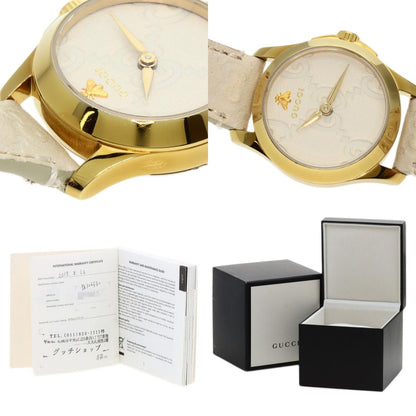 GUCCI G timeless Watches YA126580 Gold Plated/Leather Ladies
