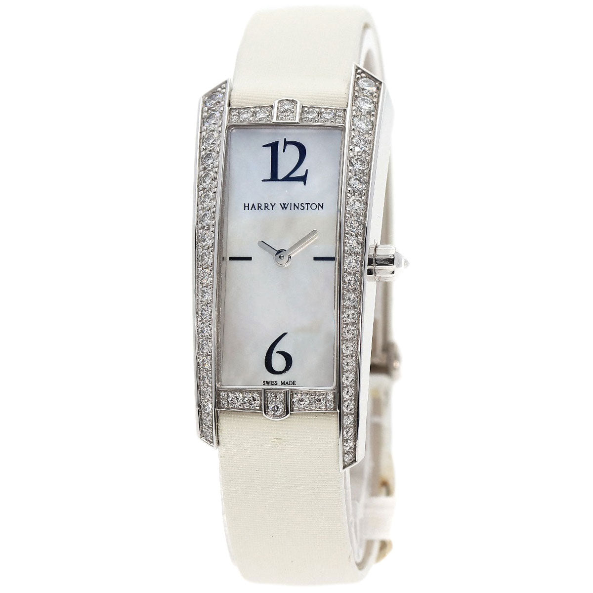 HARRY WINSTON Avenue Traffic Watches 340/LQW.M/D3.1 K18 White Gold/Leather Ladies