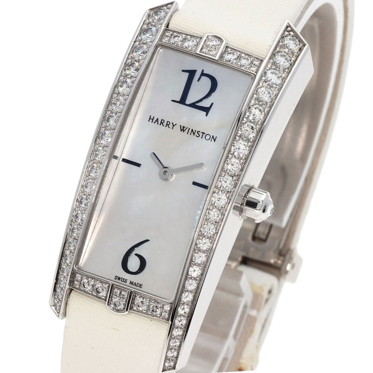 HARRY WINSTON Avenue Traffic Watches 340/LQW.M/D3.1 K18 White Gold/Leather Ladies