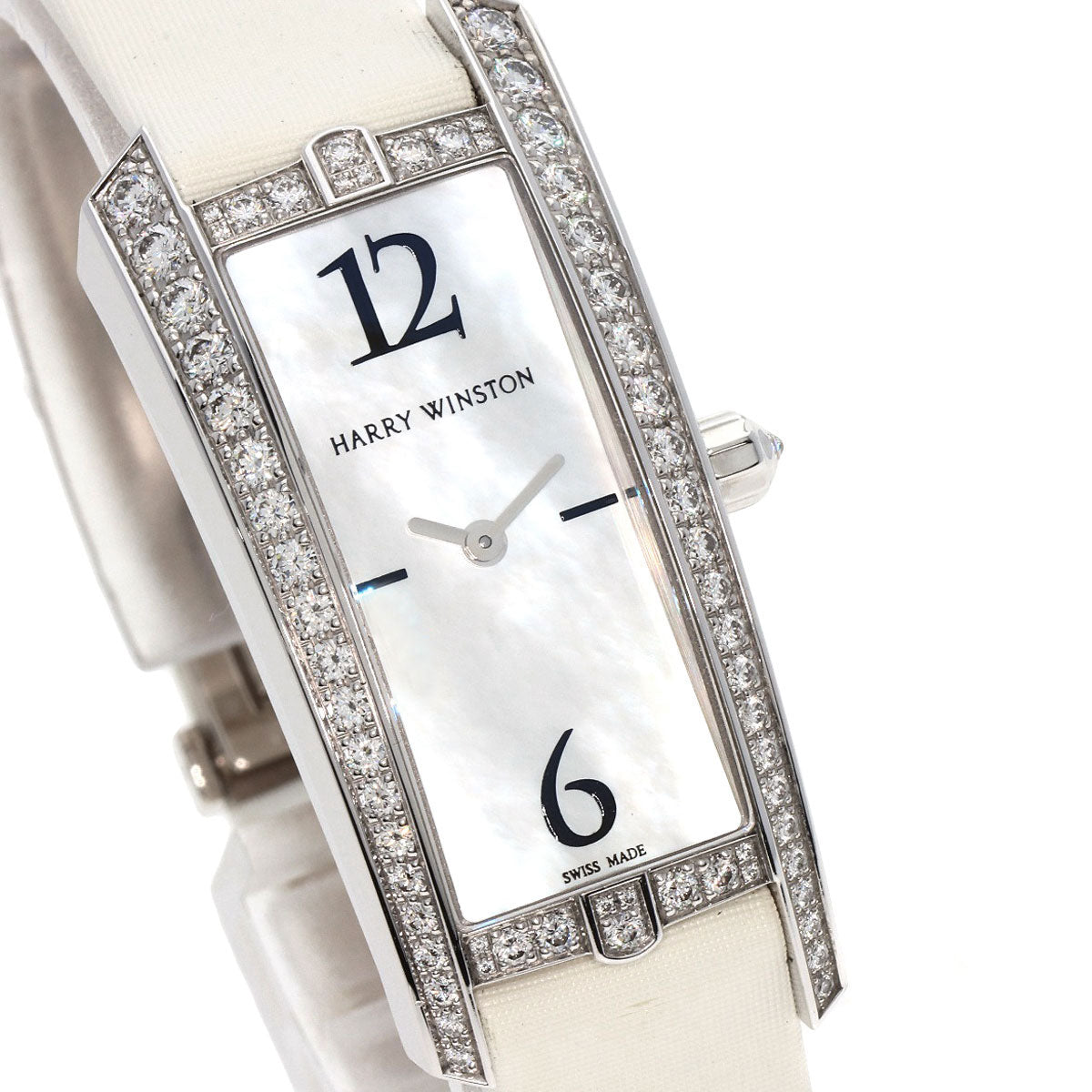 HARRY WINSTON Avenue Traffic Watches 340/LQW.M/D3.1 K18 White Gold/Leather Ladies