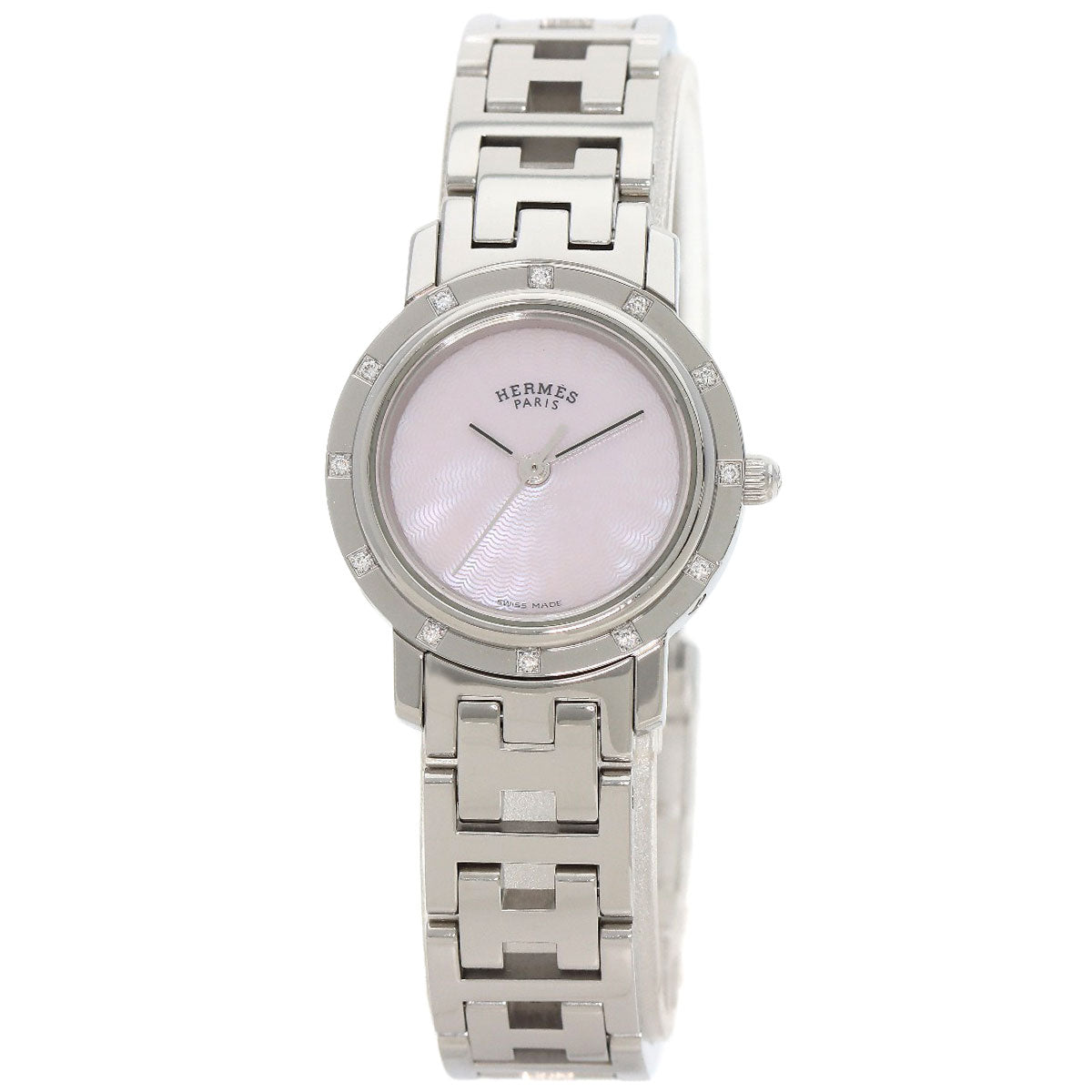 HERMES Clipper Nacre 12P Diamond Watches CL4.230 Stainless Steel/Stainless Steel Ladies