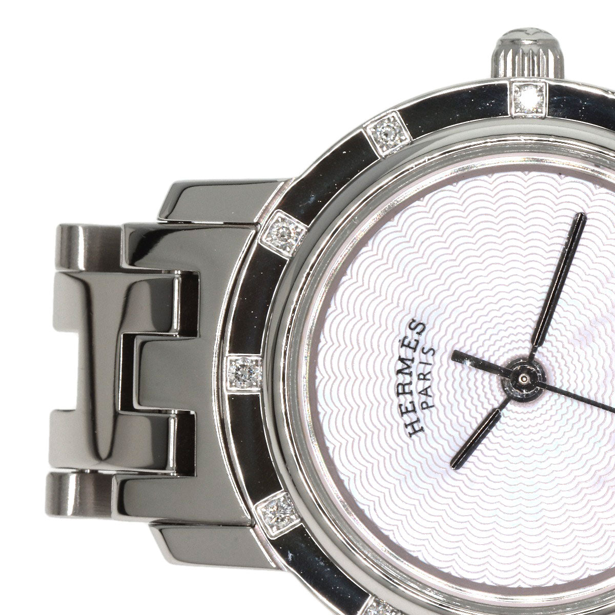HERMES Clipper Nacre 12P Diamond Watches CL4.230 Stainless Steel/Stainless Steel Ladies
