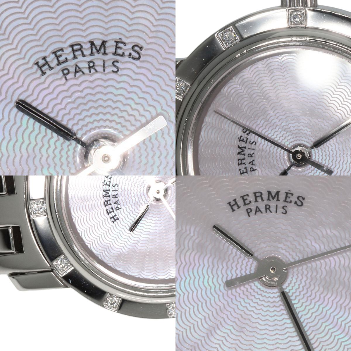 HERMES Clipper Nacre 12P Diamond Watches CL4.230 Stainless Steel/Stainless Steel Ladies