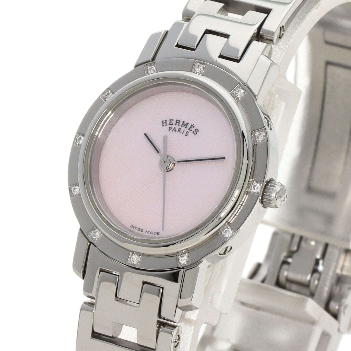 HERMES Clipper Nacre 12P Diamond Watches CL4.230 Stainless Steel/Stainless Steel Ladies