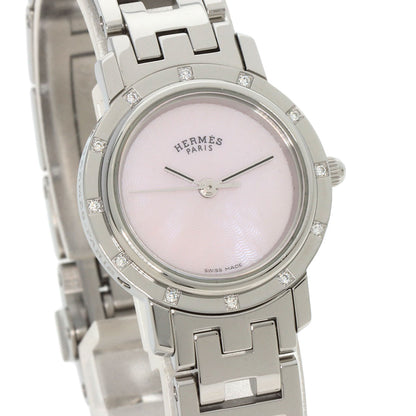 HERMES Clipper Nacre 12P Diamond Watches CL4.230 Stainless Steel/Stainless Steel Ladies