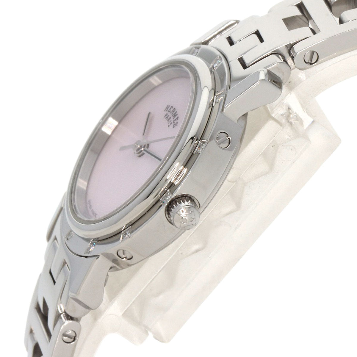 HERMES Clipper Nacre 12P Diamond Watches CL4.230 Stainless Steel/Stainless Steel Ladies