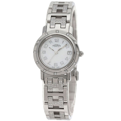 HERMES Clipper Nacre Diamond Watches CL4.230 Stainless Steel/SSxDiamond Ladies