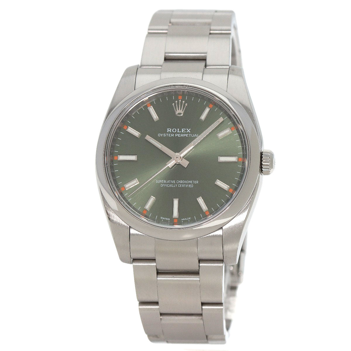 ROLEX Oyster Perpetual Olive Green Watches 114200 Stainless Steel/Stainless Steel mens
