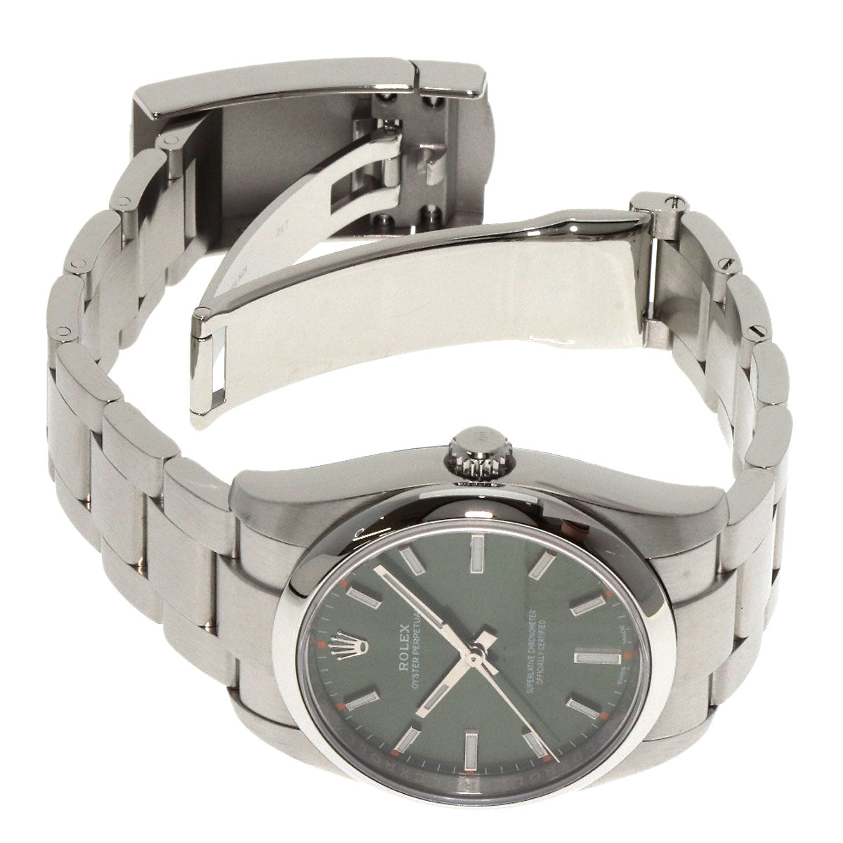 ROLEX Oyster Perpetual Olive Green Watches 114200 Stainless Steel/Stainless Steel mens