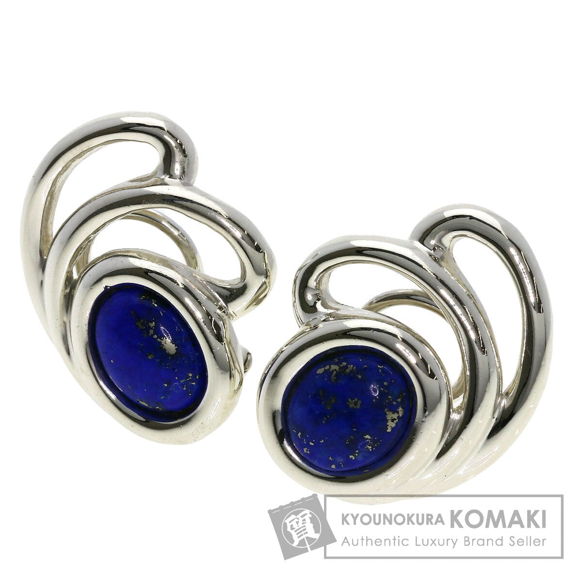 TIFFANY&Co. Lapis Lazuli & Azure stone Earring Silver Ladies [Used]