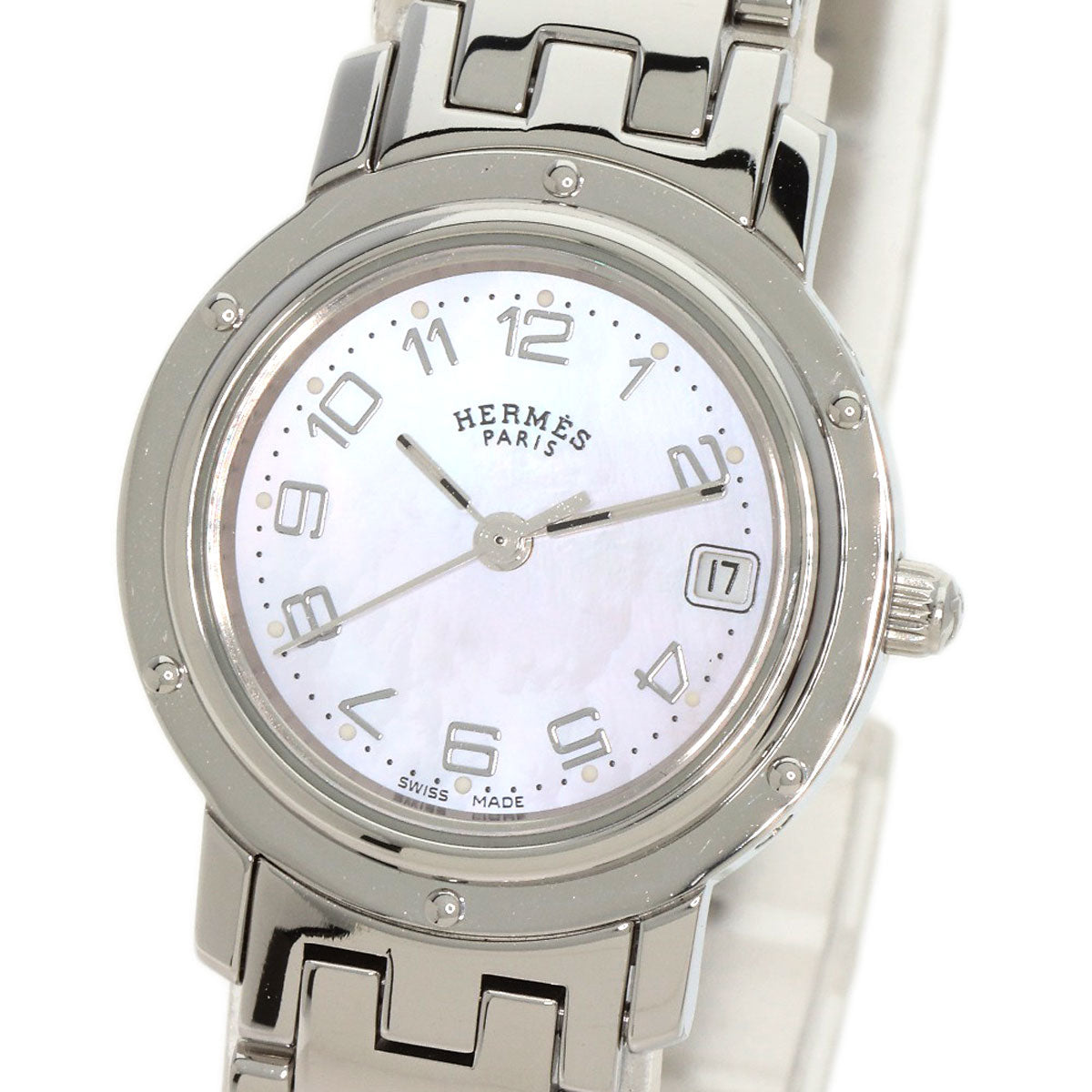 HERMES Clipper Nacre Watches CL4.210 Stainless Steel/Stainless Steel Ladies