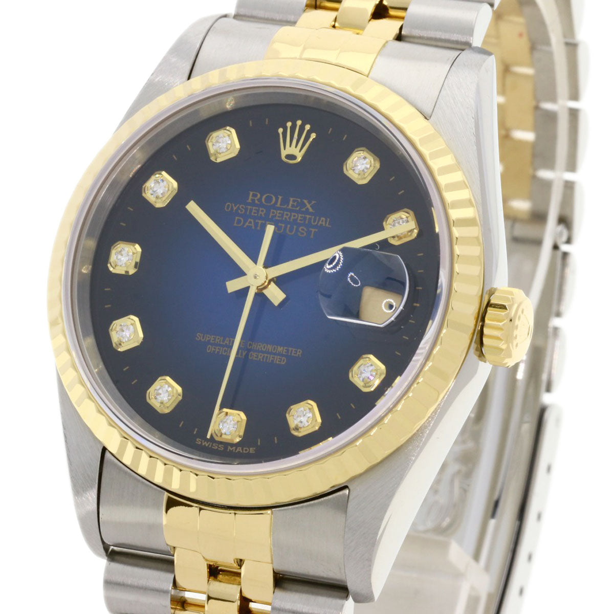 ROLEX Datejust 10P Diamond Blue Gradation Watches 16233G Stainless Steel/SSxK18YG mens